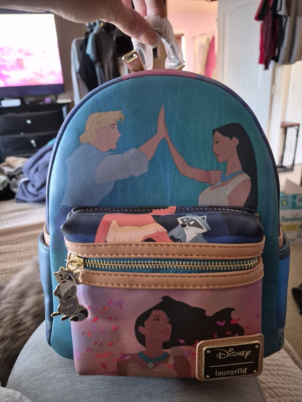 NWT Disney Loungefly Pocahontas Mini Backpack - Teal & Pink